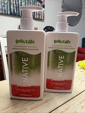 Native Boba Cafe Strawberry Matcha Strengthening Shampoo & Conditioner -